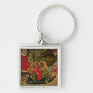 Ilastning av den förkroppsliga av St James Fyrkantig Silverfärgad Nyckelring