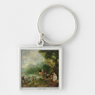 Ilastning för Cythera, 1717 Fyrkantig Silverfärgad Nyckelring