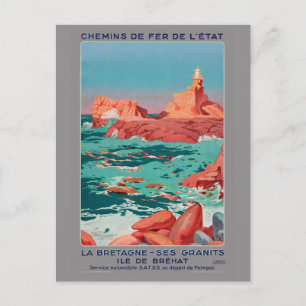 Ile de Bréhat Frankrike Vintage affisch 1930 Vykort