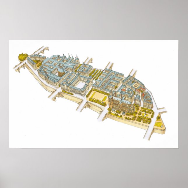 Ile-de-la-Cite Paris Frankrike Poster (Framsidan)