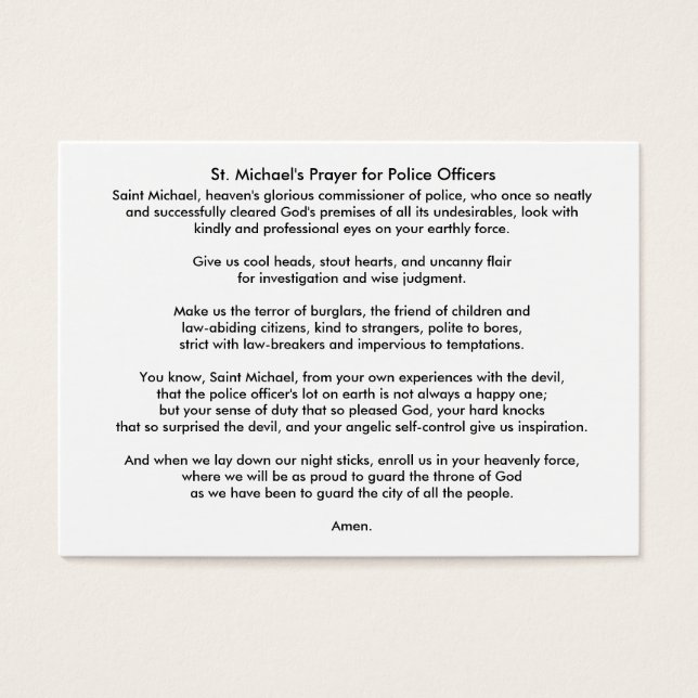 ILEFSA, Inc Referral / St Michael's Prayer Card Visitkort (Framsidan)