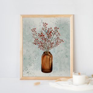Ilex Berries i A Vas Poster