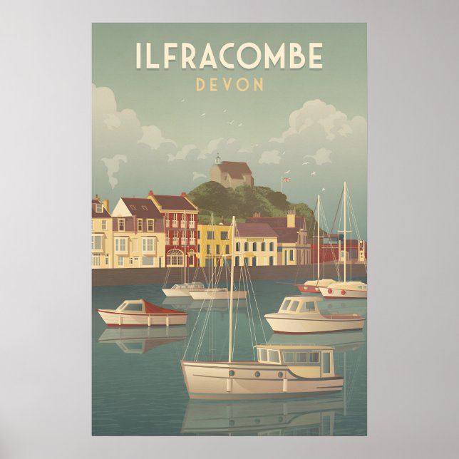 Ilfracombe Devon Resemålningaffisch Poster (Framsidan)