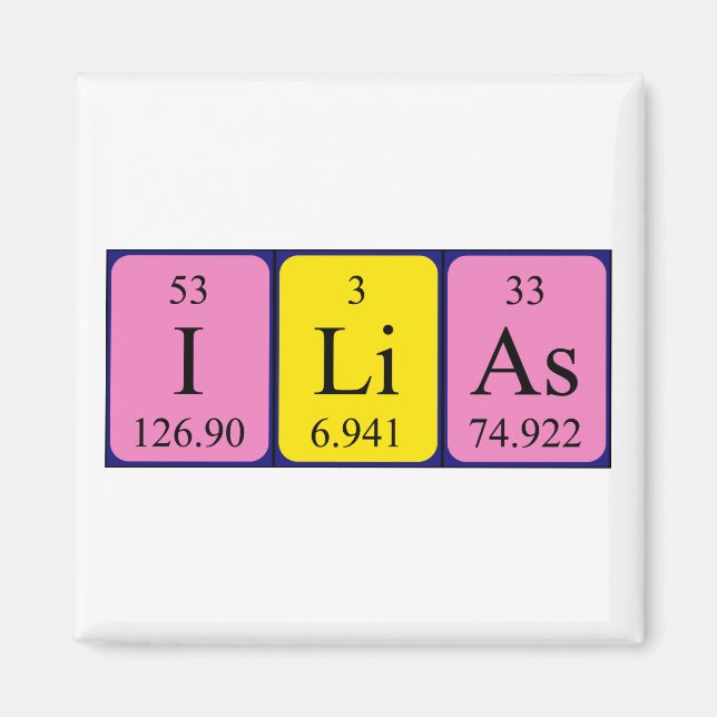 Ilias periodiskt återkommande magnet bord namn (Framsidan)