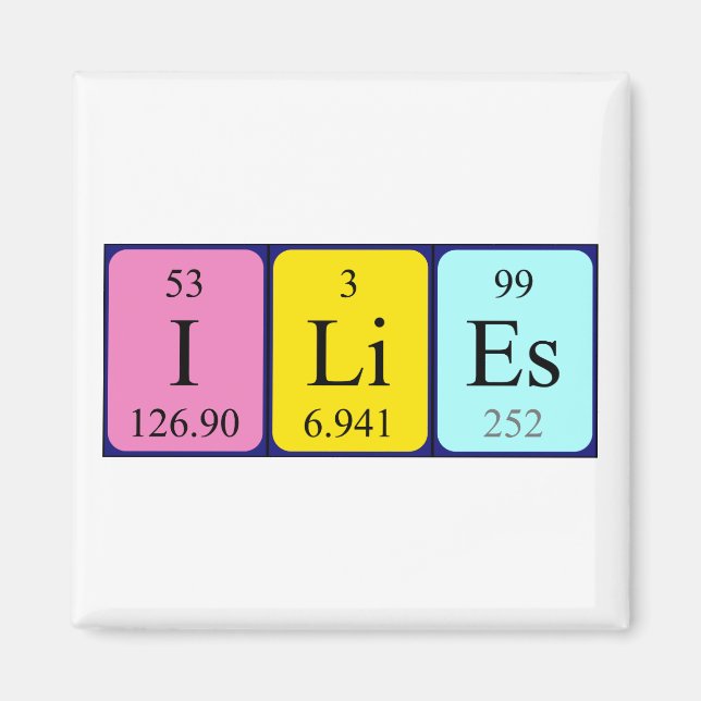 Ilies periodiska magnet bord namn (Framsidan)