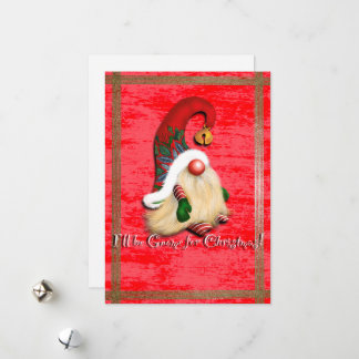 I'll Be Gnome for Christmas Flat Holiday Card  Julkort