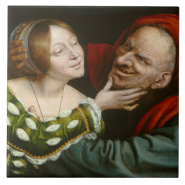 Ill-Matched Älskare (av Quentin Massys) Kakelplatta