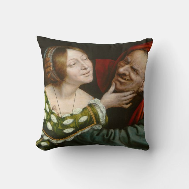 Ill-Matched Älskare (av Quentin Massys) Kudde (Framsida)