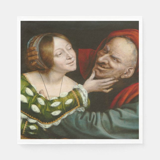 Ill-Matched Älskare (av Quentin Massys) Pappersservett (Framsidan)