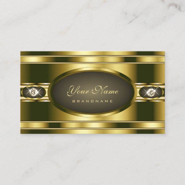 Illamående Guld Effekt med Trendig Faux Rhinestone Visitkort (Framsida)
