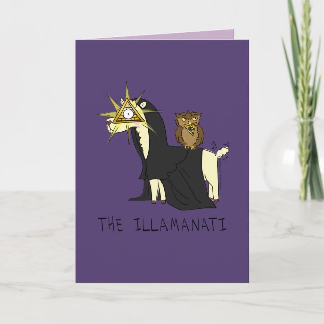 Illamanati Llama Illuminati Funny Greeting Card Kort (Framsida)