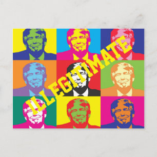 "Illegitim" med Rainbow Färgad Trump Ansikte Vykort