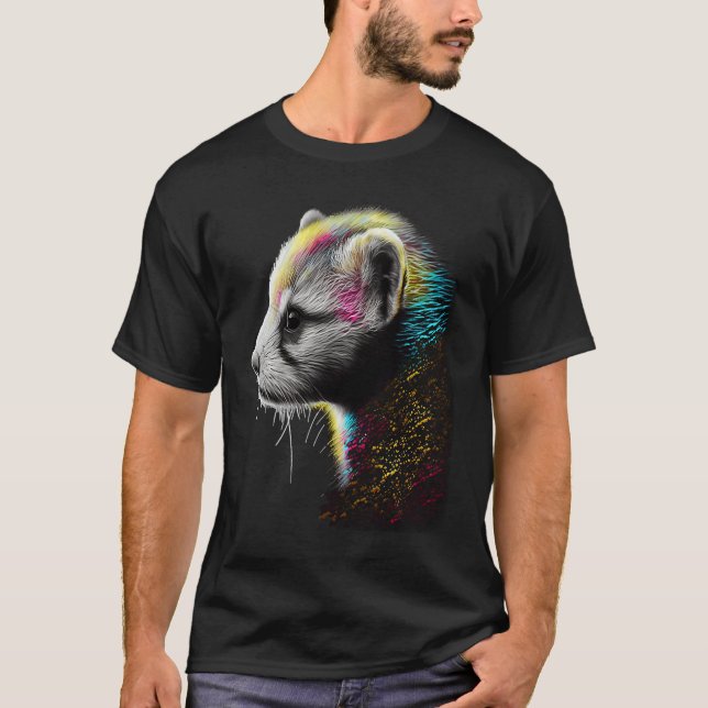 Illermamma Pappa Mustela Nigripes T Shirt (Framsida)