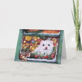 Illerstink och jordekorre julfönster helgkort