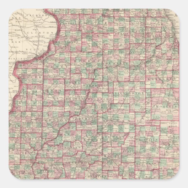 Illinois 3 fyrkantigt klistermärke (Framsida)