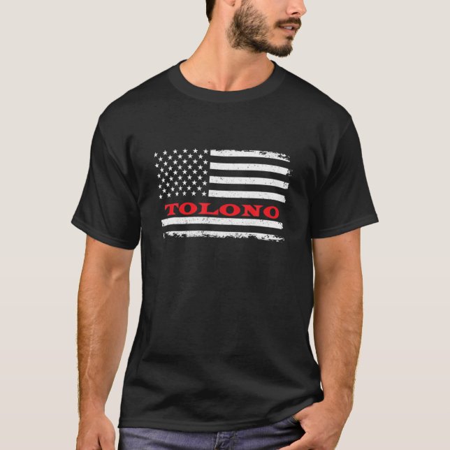 Illinois American Flag Tolono USA Patriotic Souven T Shirt (Framsida)