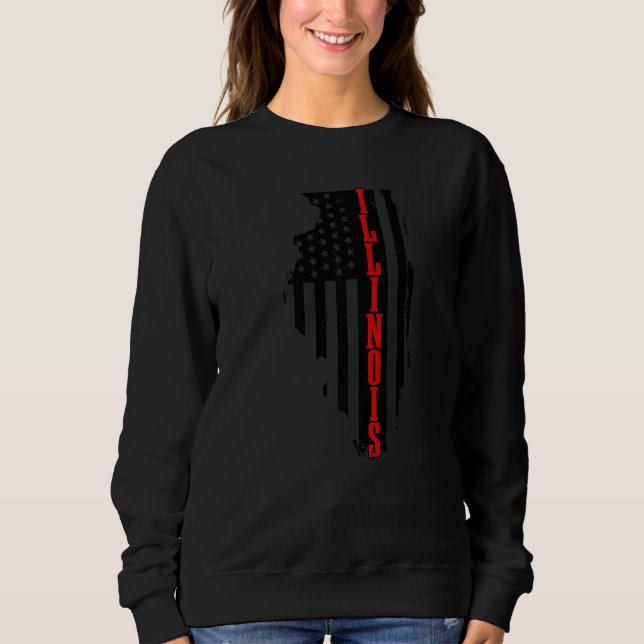 Illinois American Flagga State Karta Pride Patriot T Shirt (Framsida)