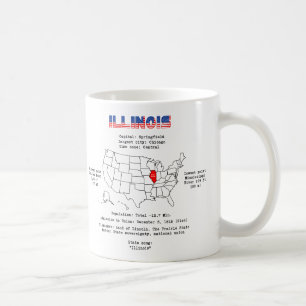 Illinois American State på karta och användbar inf Kaffemugg