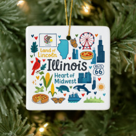 Illinois Anpassad Familjeresa Jul Julgransprydnad Keramik
