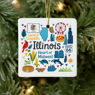 Illinois Anpassad Familjeresa Jul Julgransprydnad Keramik