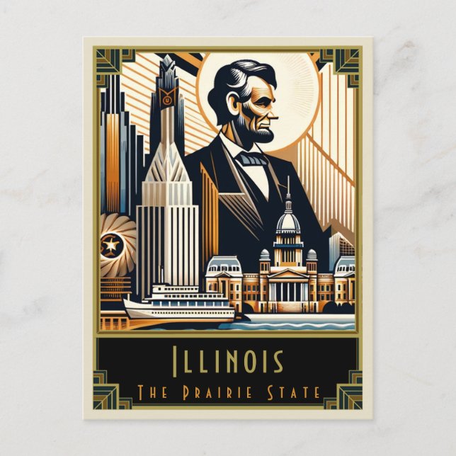 Illinois | Art Deco Vykort (Framsida)