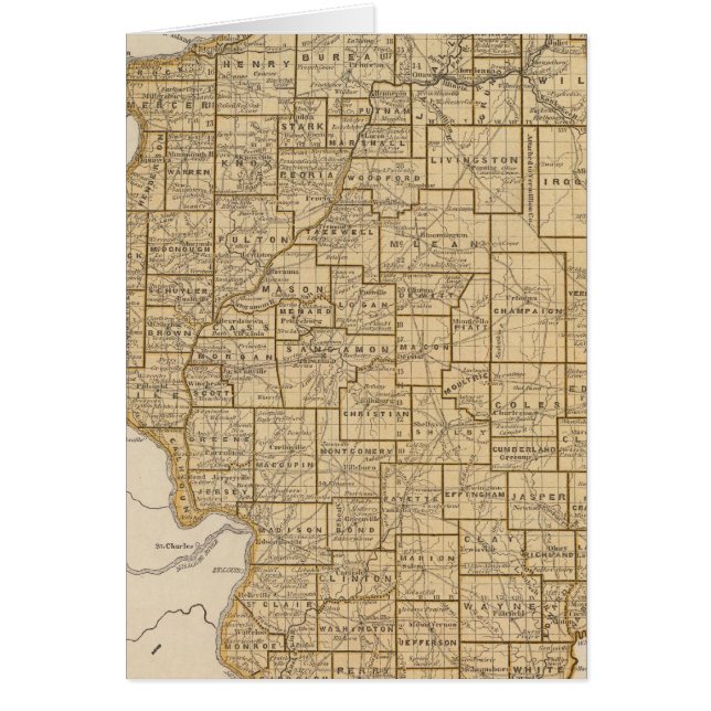 Illinois Atlas Karta Hälsningskort (Framsidan)