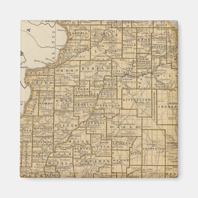 Illinois Atlas Karta Magnet (Framsidan)