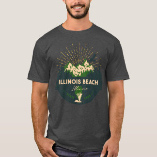 Illinois Beach IL State Park Green Retro Camping g T Shirt