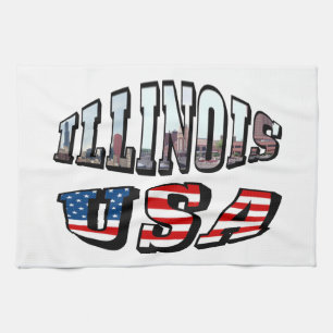 Illinois Bild och USA flagga Kökshandduk