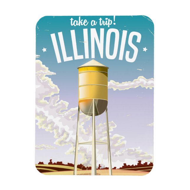 Illinois bondgård vintage resaffisch magnet (Vertikal)
