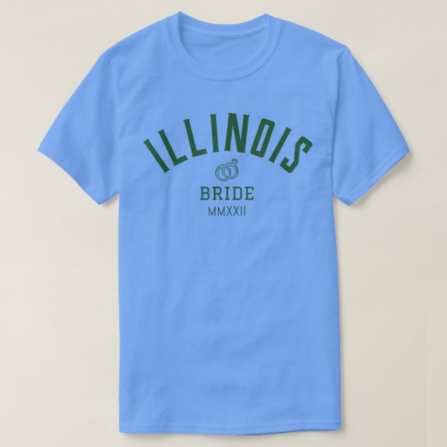 Illinois Brud  Möhippa  För bruden  Bröllop T Shirt (Design framsida)