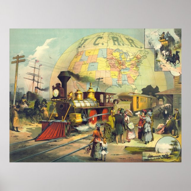 Illinois Central Railroad 1882 Poster (Framsidan)