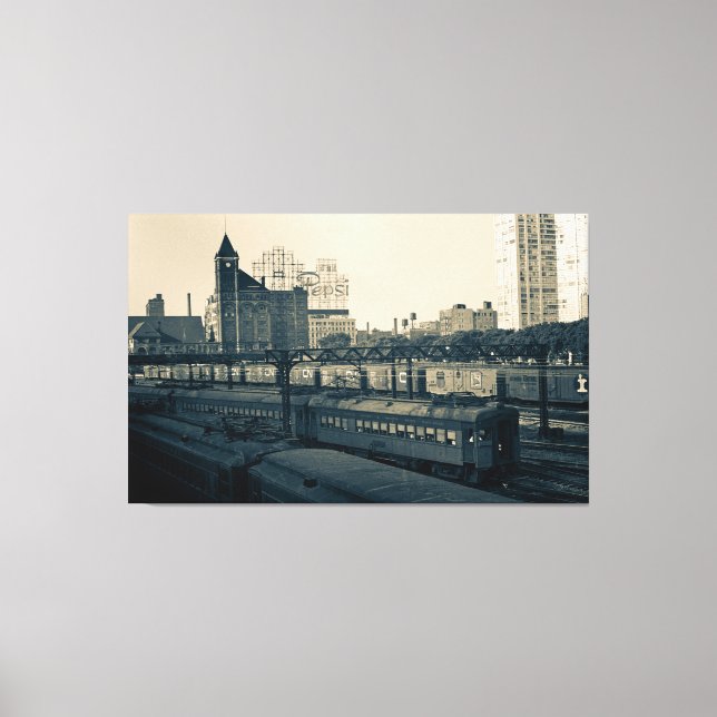 Illinois Central Railroad Byggnad Tåg Chicago Canvastryck (Framsida)