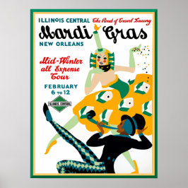 Illinois Central Railroad Mardi Gras-affisch Poster