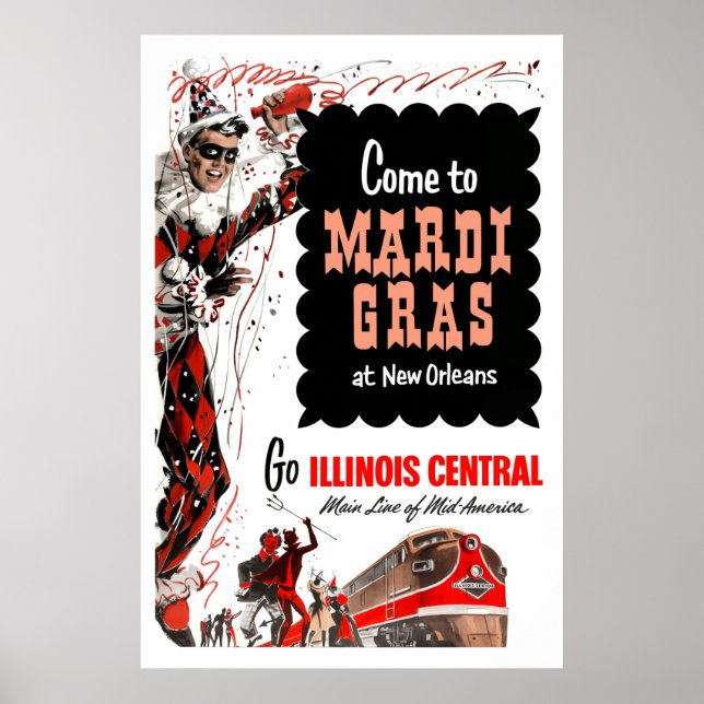 Illinois Central Railroad, Mardi Gras poster (Framsidan)