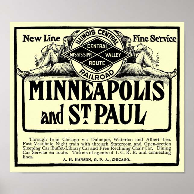 Illinois Central Railroad Vintage affisch (Framsidan)