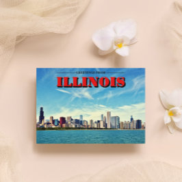 Illinois Chicago Skyline Print Vykort