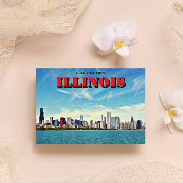 Illinois Chicago Skyline Print Vykort (Skapare uppladdad)