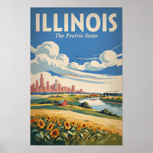 Illinois Chicago Stadssiluett Illustration Resa Ko Poster