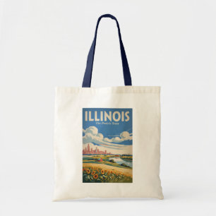 Illinois Chicago Stadssiluett Illustration Resa Ko Tygkasse