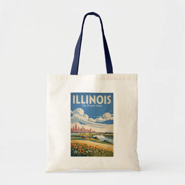 Illinois Chicago Stadssiluett Illustration Resa Ko Tygkasse (Framsidan)