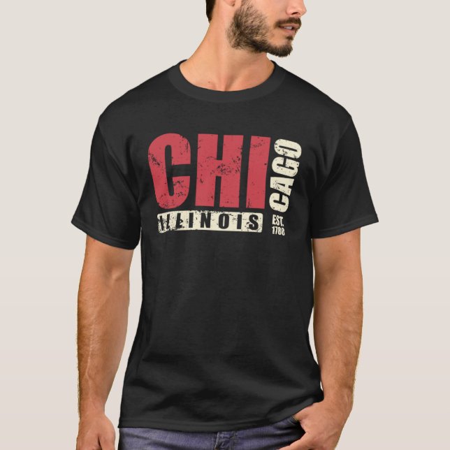 Illinois Chicago USA America State T Shirt (Framsida)
