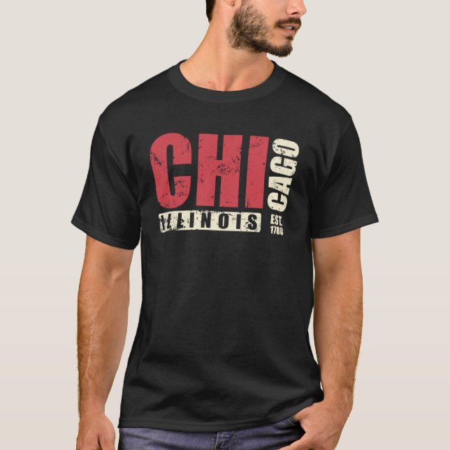 Illinois Chicago USA State T Shirt (Framsida)