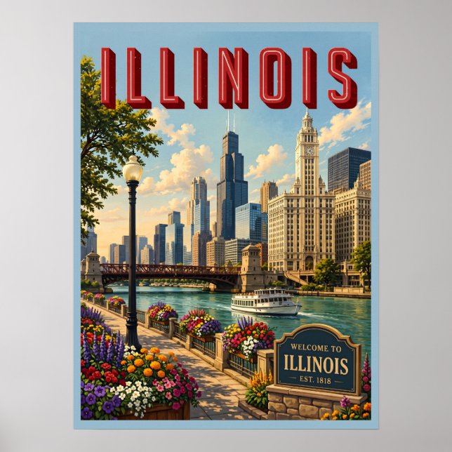 Illinois Chicagofloden Poster (Framsidan)
