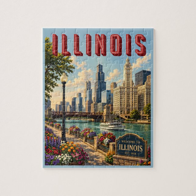Illinois Chicagofloden Pussel (Vertikal)
