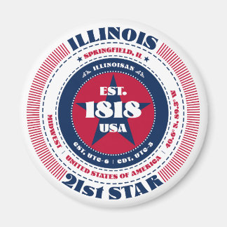 Illinois Circle Typography Souvenir Magnet