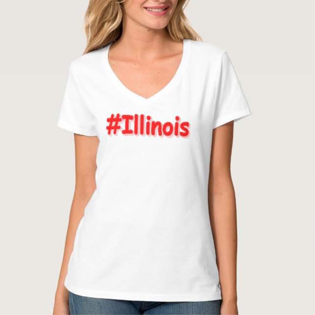 "#Illinois " Cute Design. Köp nu T Shirt (Framsida)