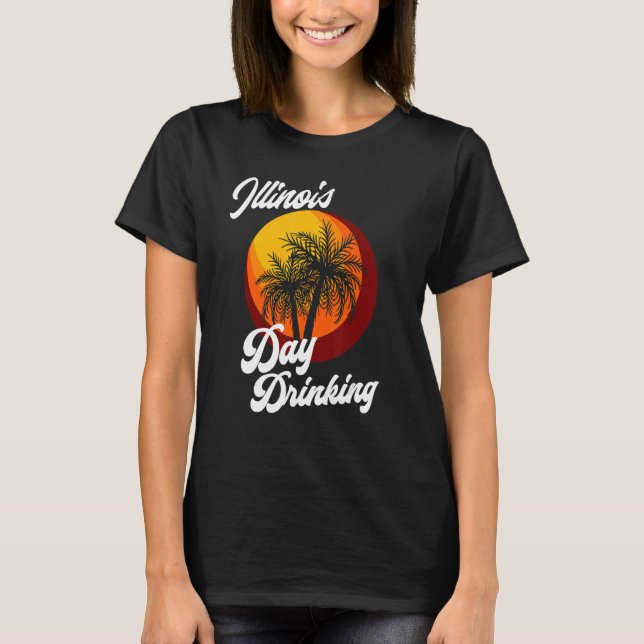 Illinois Day Drinking Retro Beach (sommarfamilj) V T Shirt (Framsida)