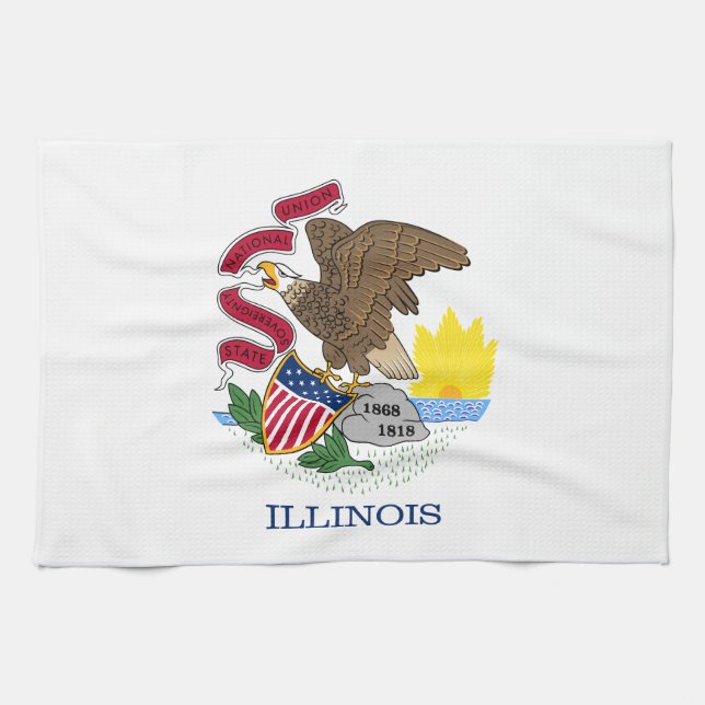 Illinois delstatsflagga kökshandduk (Horisontell)
