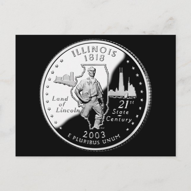 Illinois delstatskvarter baksida Falsk Vykort (Framsida)